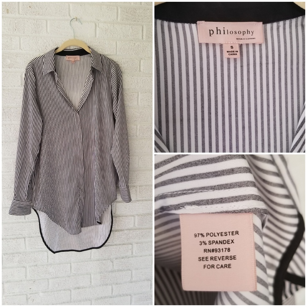 Philosophy high low button up shirt